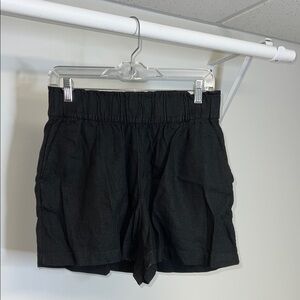 Sonoma Women's High Waist Black Pull‎ On Linen Blend Shorts- Small